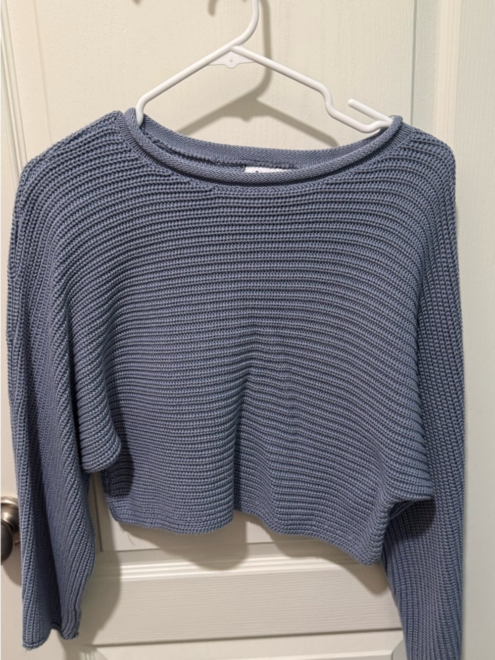 Princess Polly Light Blue Cropped Knit Top